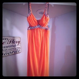 Deb sz 13 coral floor length gown